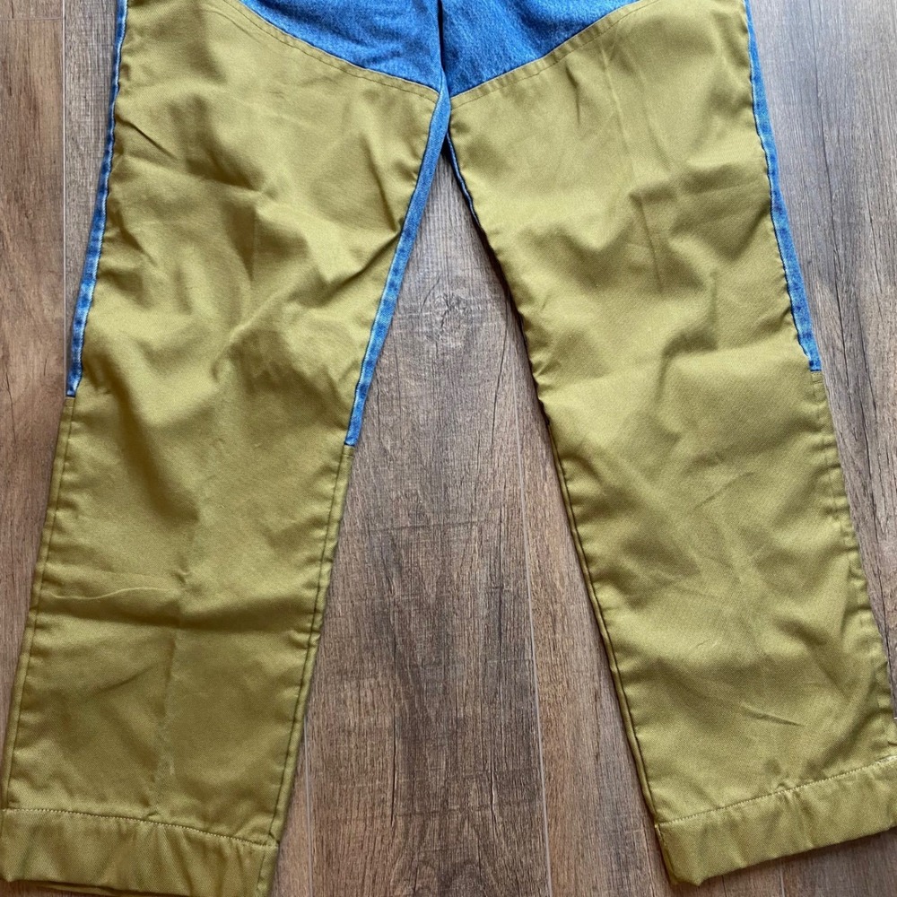 VINTAGE Remington Mens XL Blue Denim Olive Green Brush Guard Hunting Pants Jeans - Picture 5 of 9